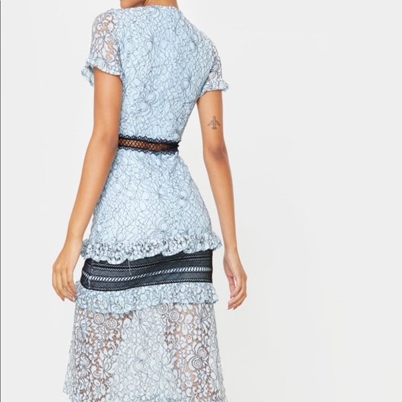 Blue Lace Midi Dress - Picture 2 of 6